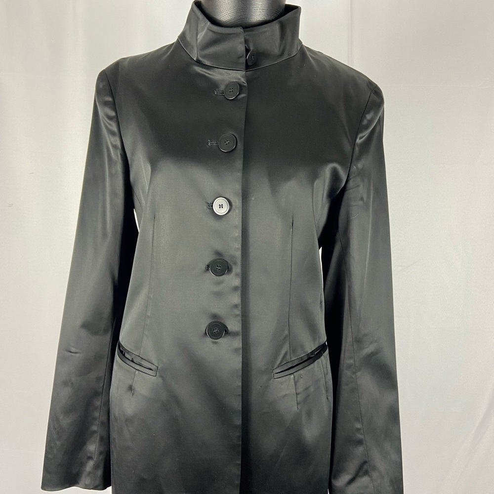 Donna Karan New York Size 12 Black Satin Evening Blazer